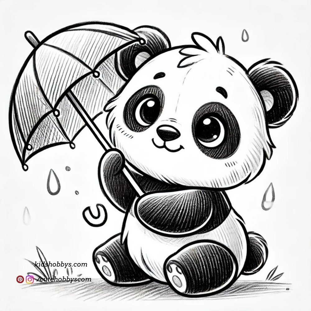 Cute Baby Panda enjoying the rain