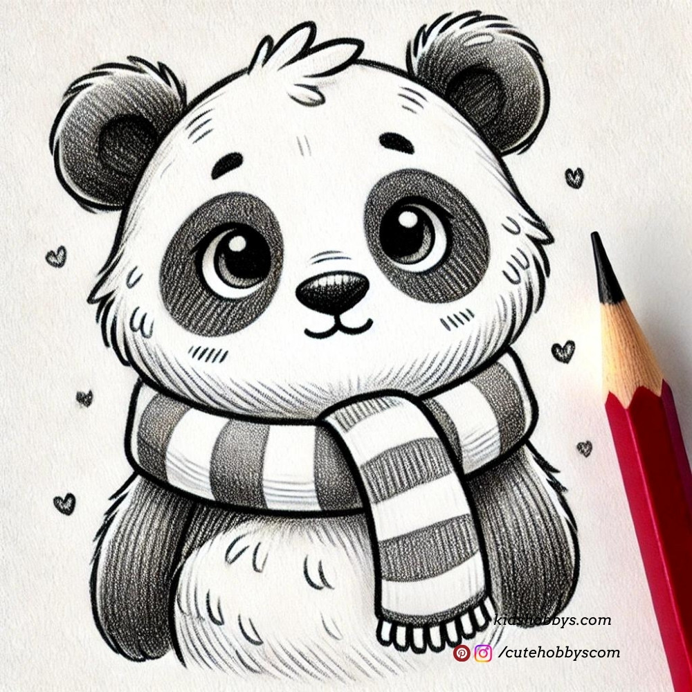 Cute Panda wearing Scarf