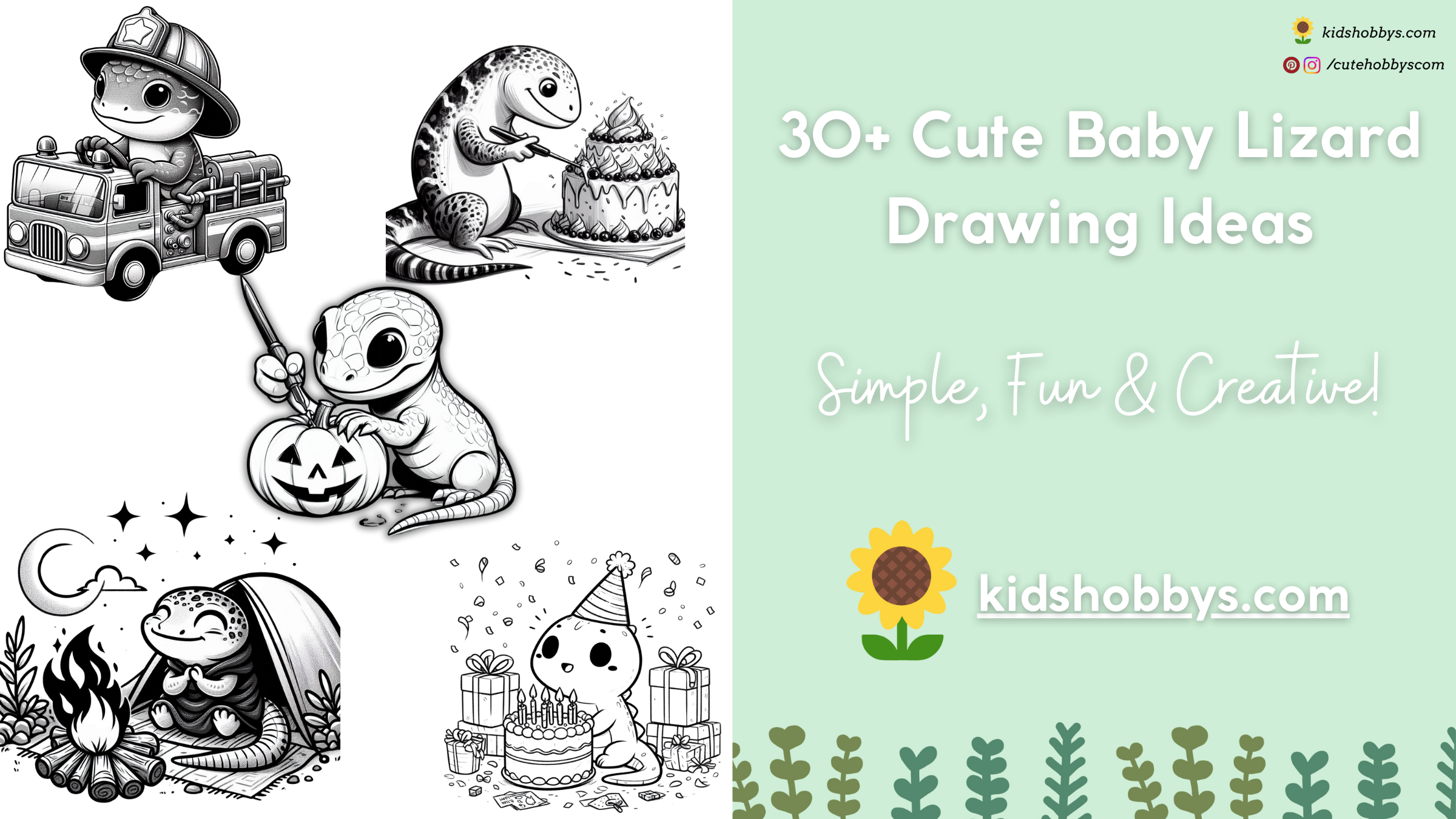 30+ Cute Baby Lizard Drawing Ideas