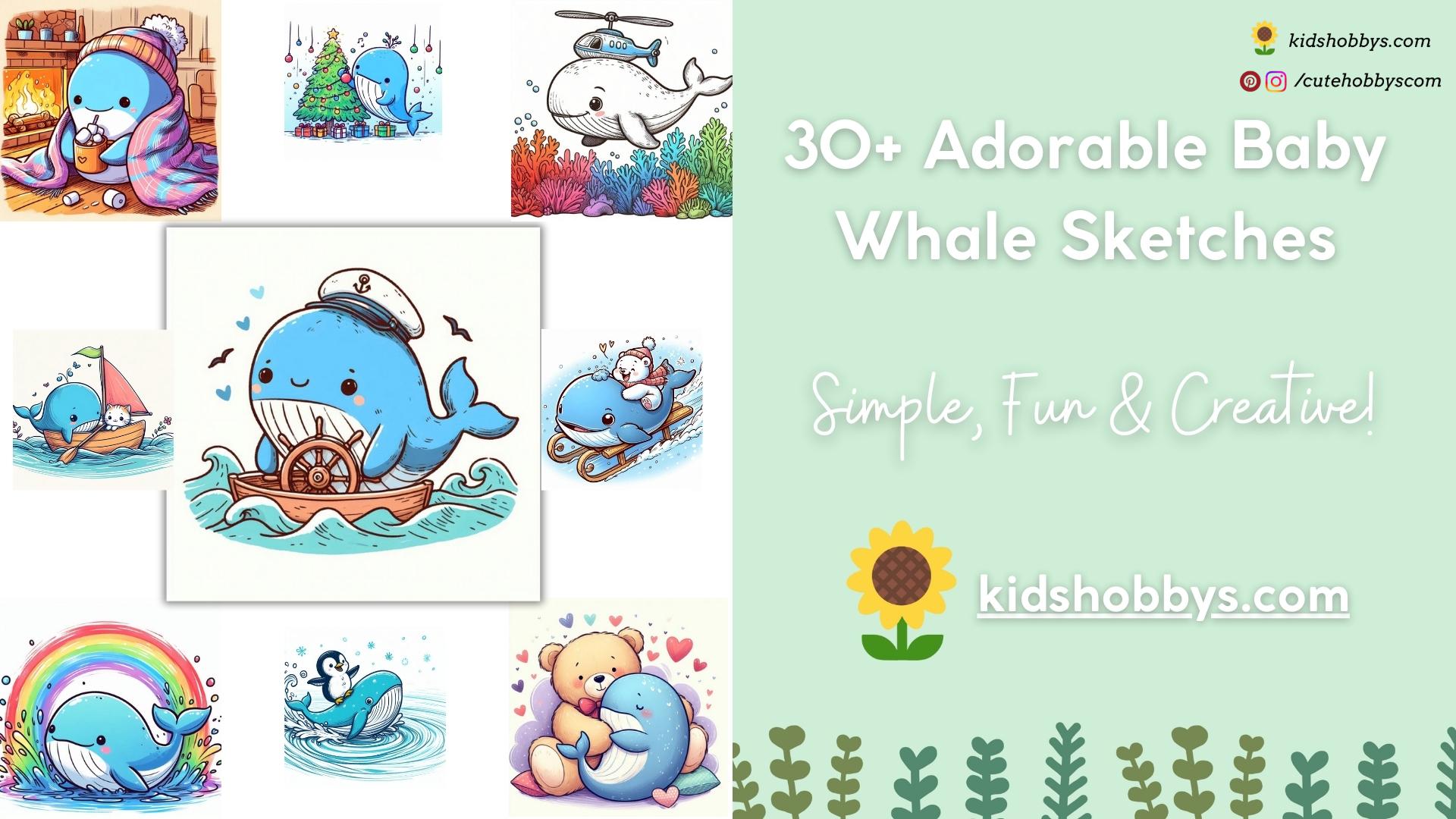 30 Cute Baby Whale Drawing Sketches