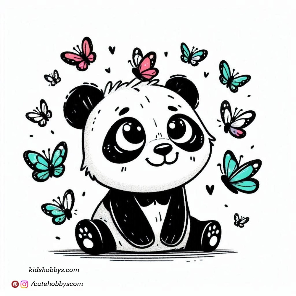 Cutie Panda and his Butterfly friends