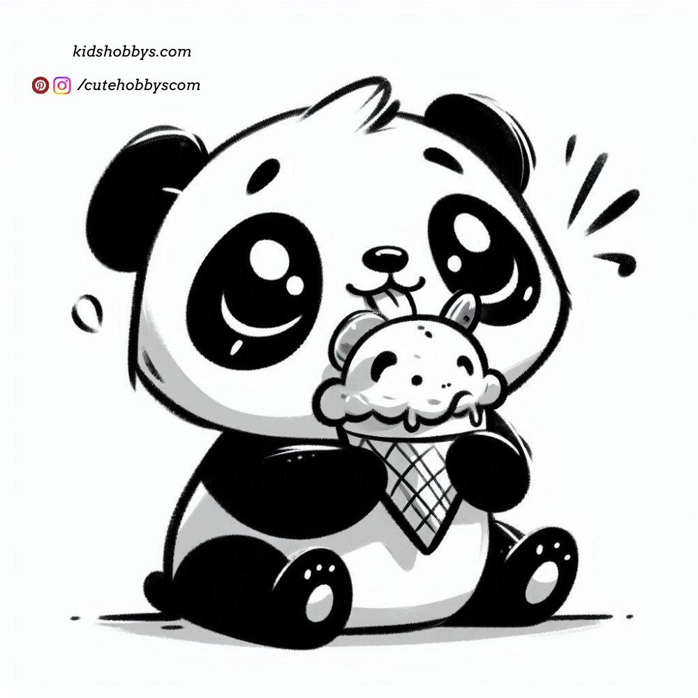 Baby Panda Enjoying the Ice Cream