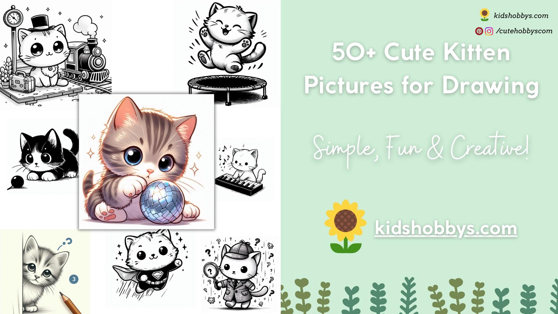 50+ cute kitten pictures for drawing