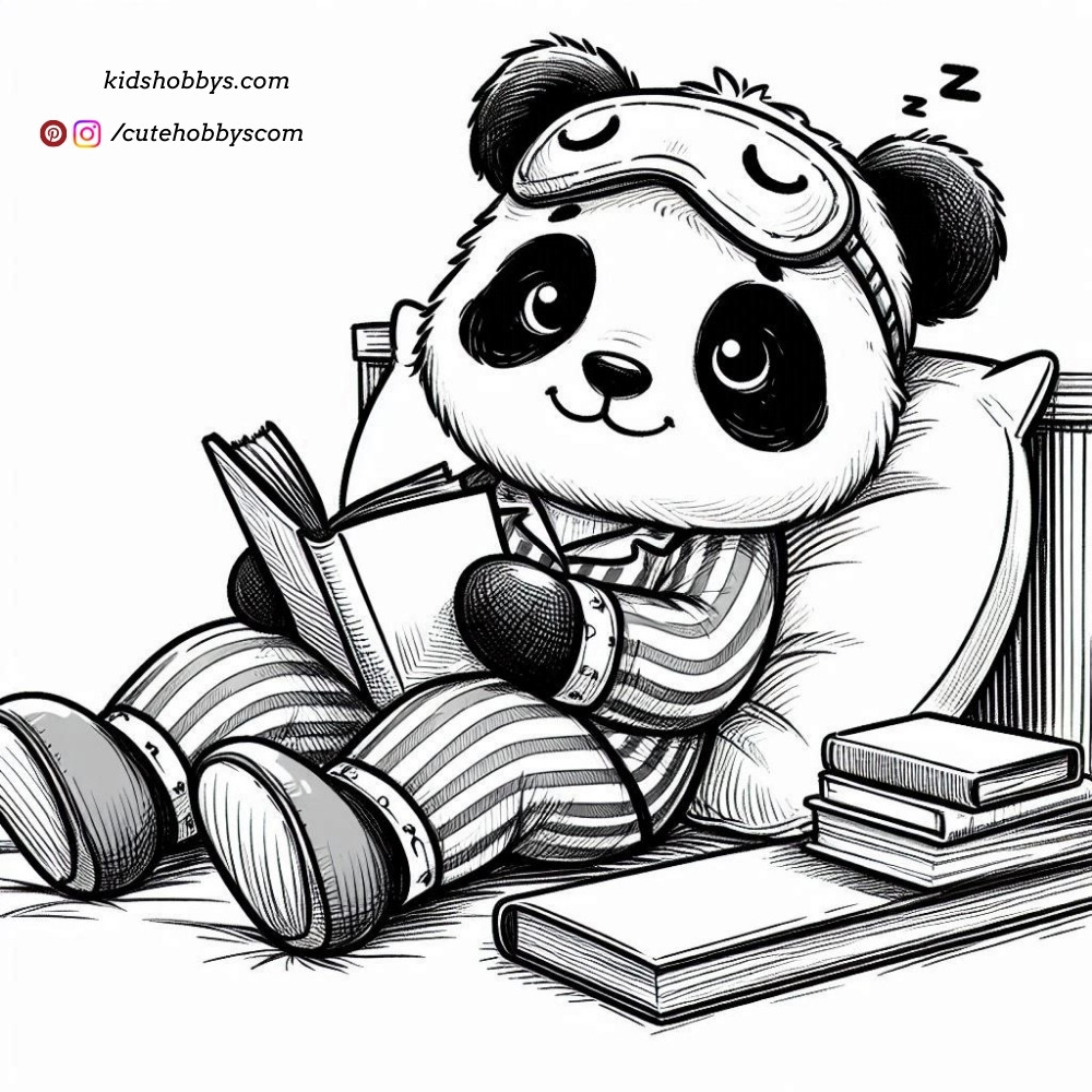 Panda Toddler enjoying Bed time reading