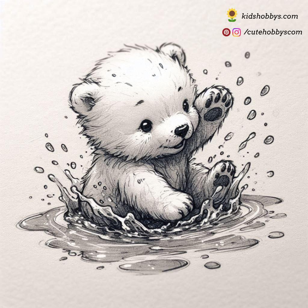 A Baby Polar Bear’s Fun Day Playing in a Puddle of Water 💧