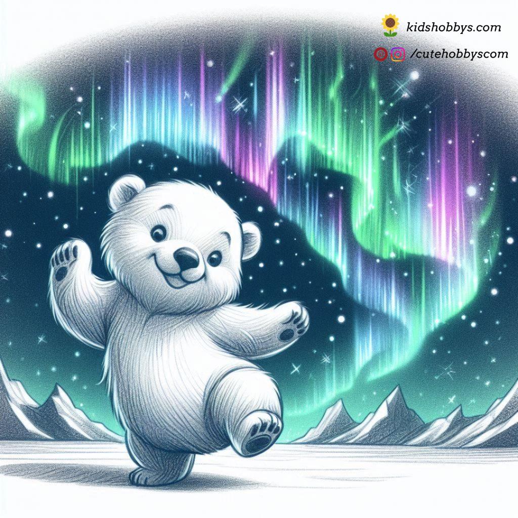 Baby Polar Bear Dancing Under the Aurora Borealis 🌌