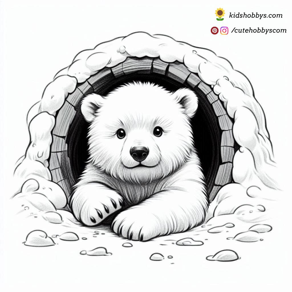 Baby Polar Bear’s Snowy Tunnel Exploration 🕳️