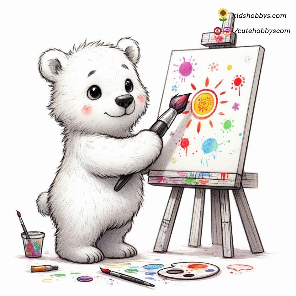 Creative Time as a Baby Polar Bear Paints a Masterpiece 🎨