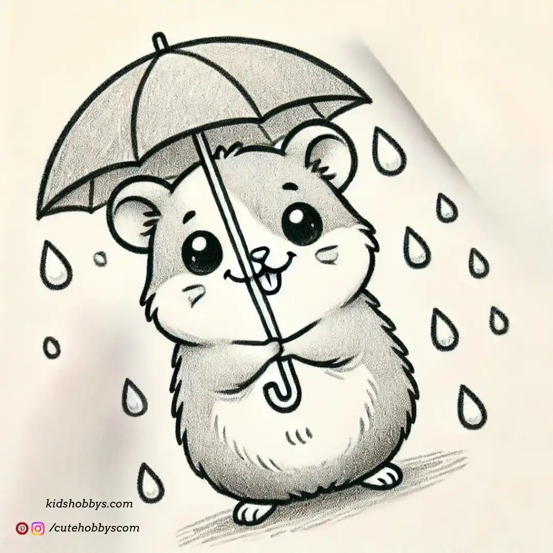 Cute Hamster holding Umbrella