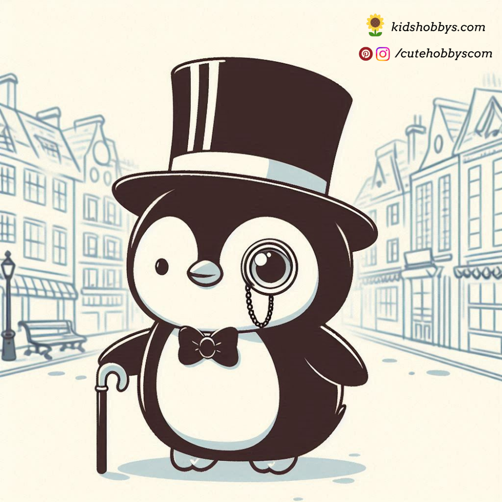 Dapper Penguin in a Top Hat Strolling Through Town 🎩🏙️