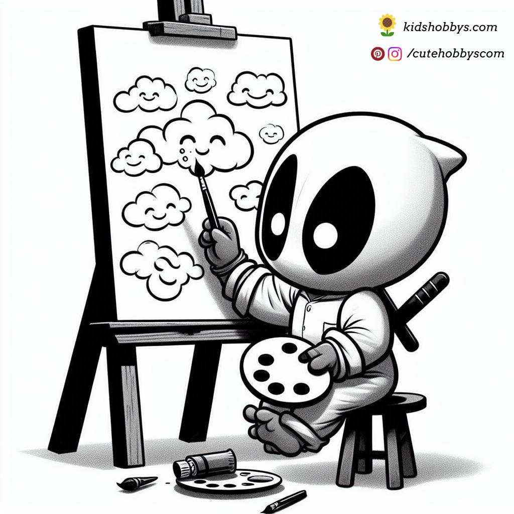 Deadpool's Artistic Afternoon Painting Happy Clouds!☁️