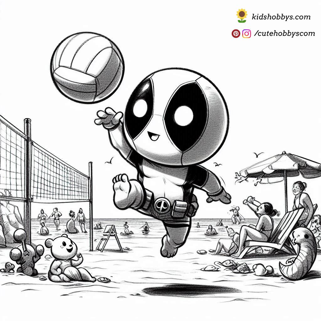 Deadpool’s Beach Volleyball Fun- Serving Up Smiles🏐