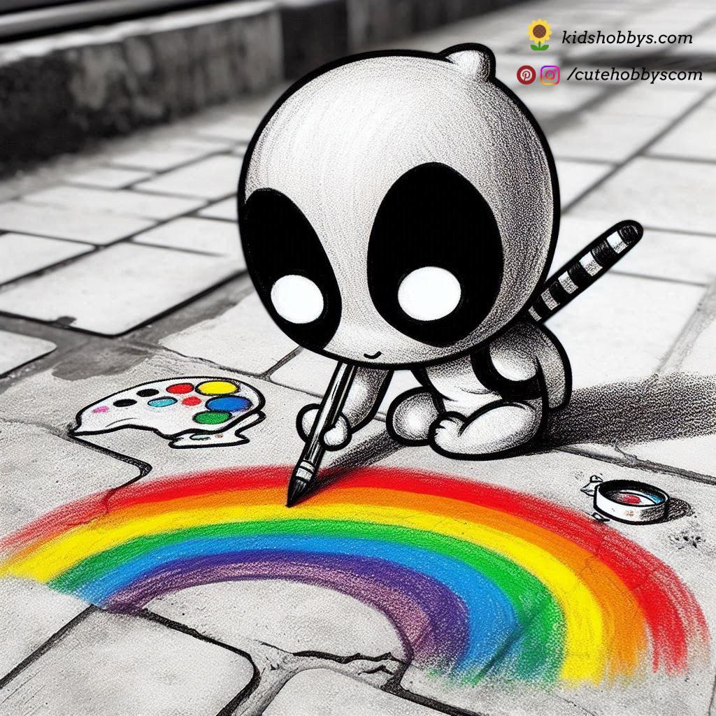 Deadpool’s Chalk Art Creation🌈