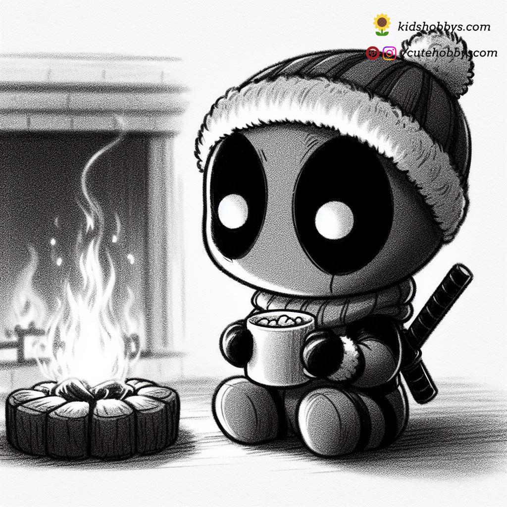 Deadpool’s Hot Cocoa Moment- Warming Up by the Fire☕