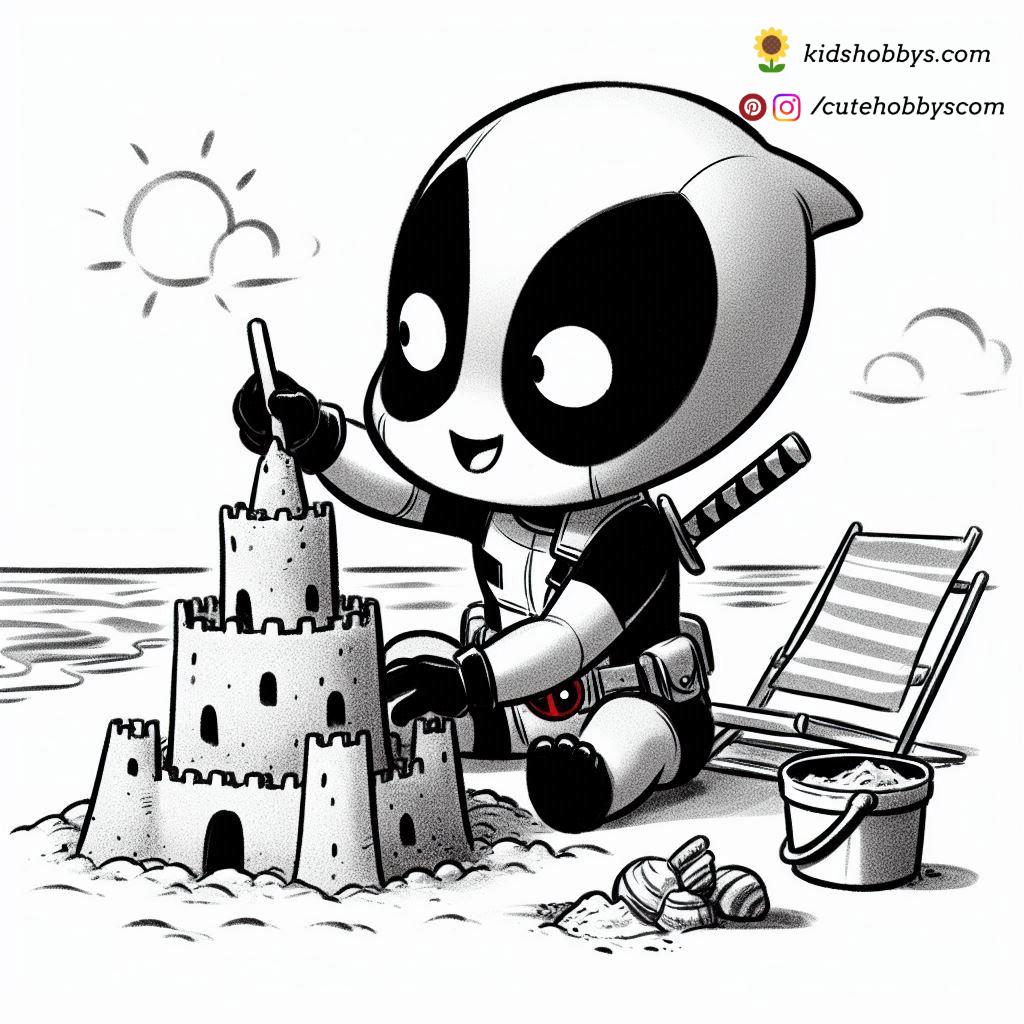 Deadpool’s Sandcastle Masterpiece🏖️