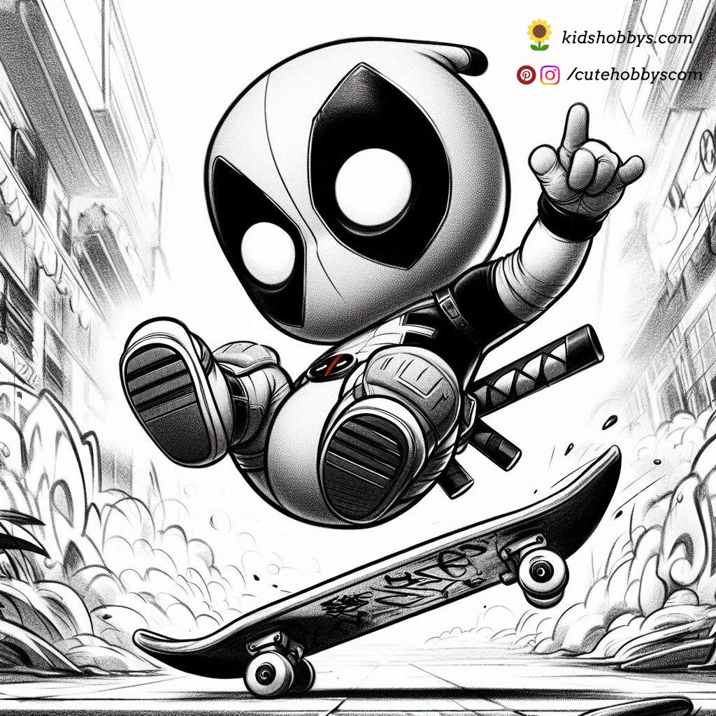 Deadpool’s Skateboard Tricks- Catching Air with Style🛹