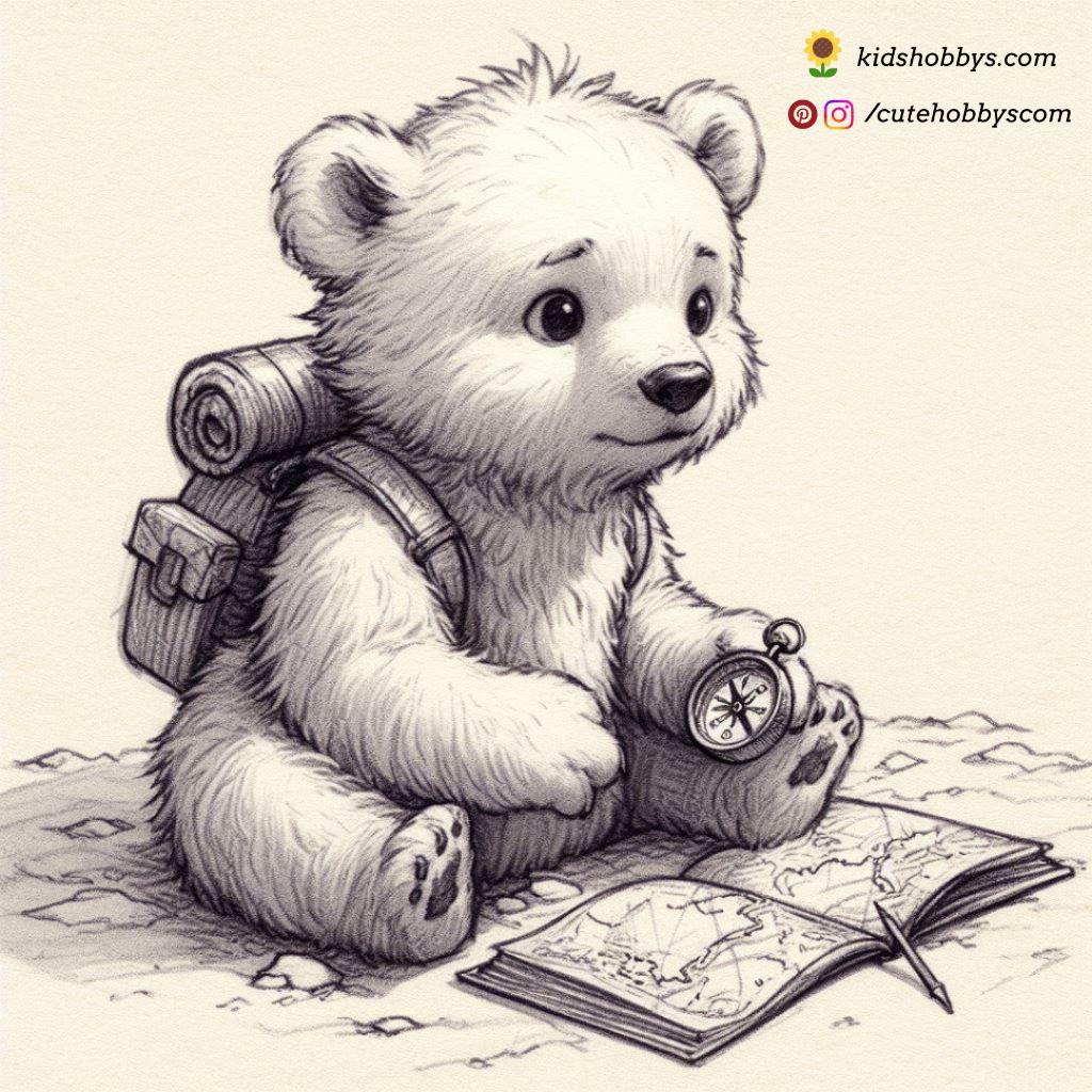 Exploring the Arctic_ A Baby Polar Bear with a Compass and Map 🗺️