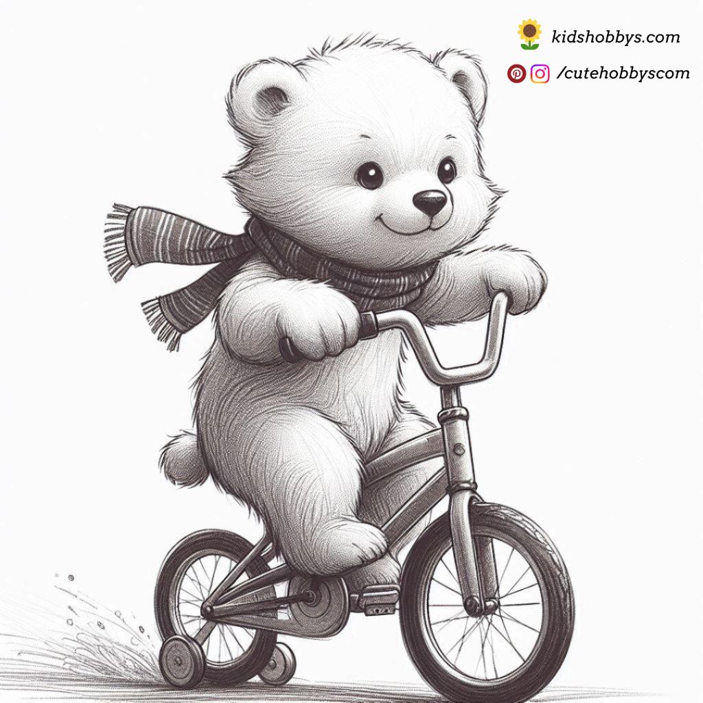 Joyful Ride as a Baby Polar Bear Pedals a Tiny Bicycle 🚲