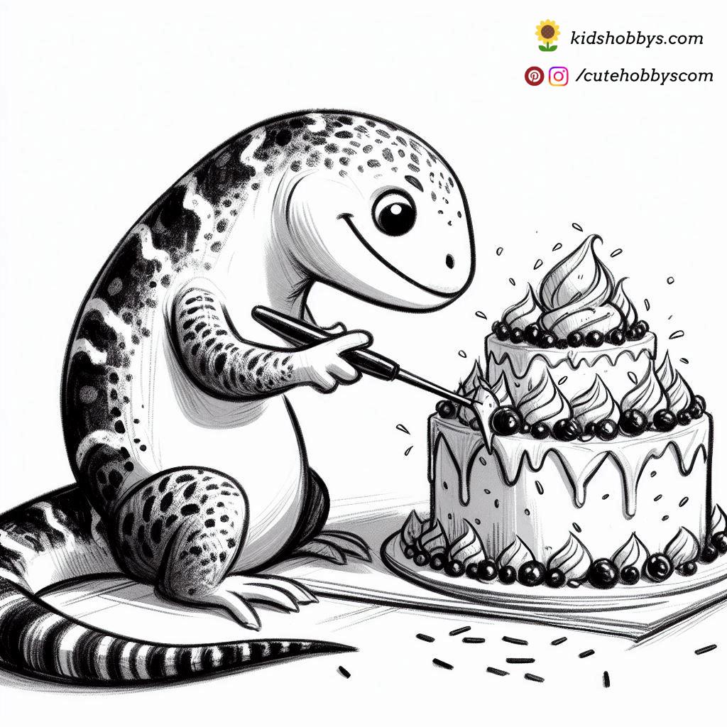 Lizard Decorating a Cake 🎂