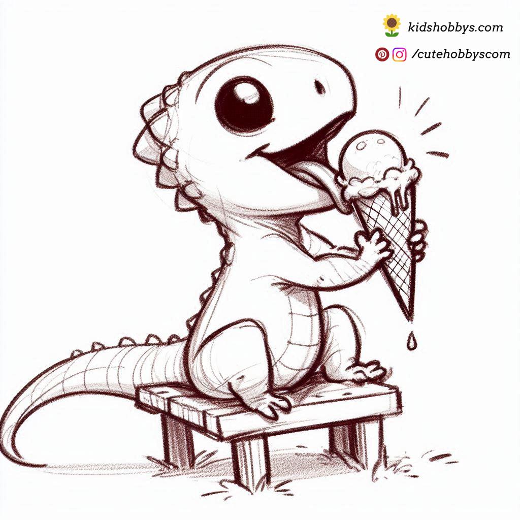 Lizard Enjoying Ice Cream 🍦