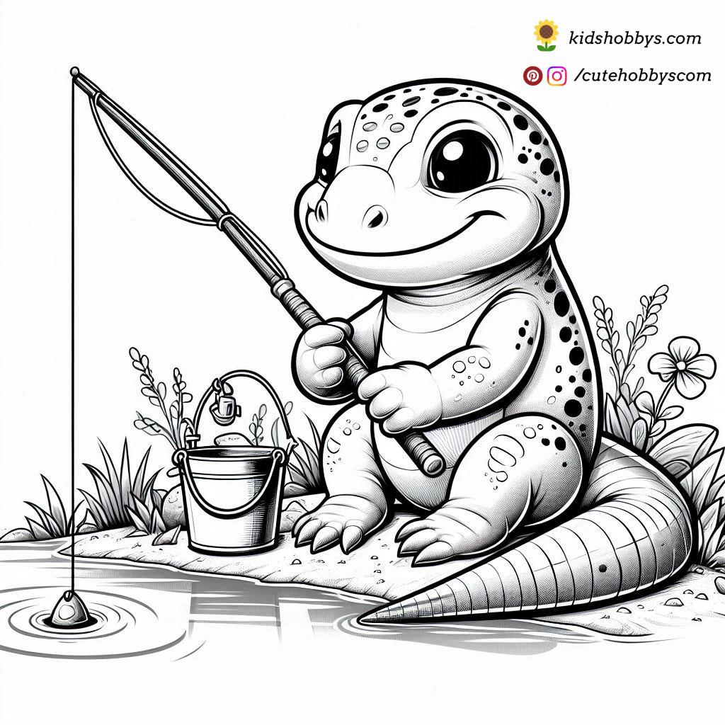 Lizard Fishing by a Pond 🎣