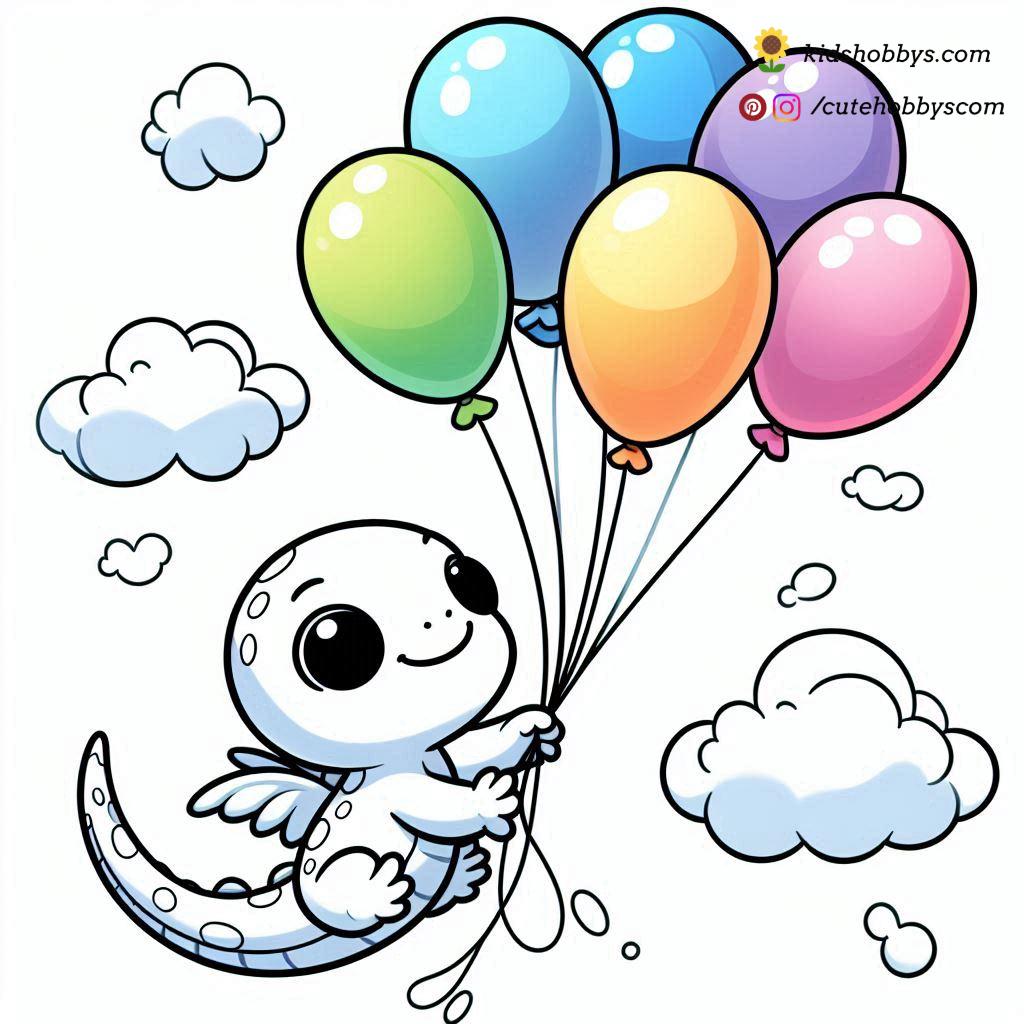 Lizard Floating with Balloons 🎈