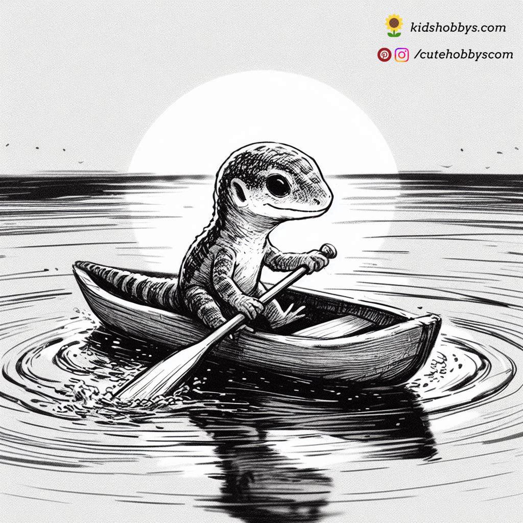 Lizard Paddling a Canoe 🛶