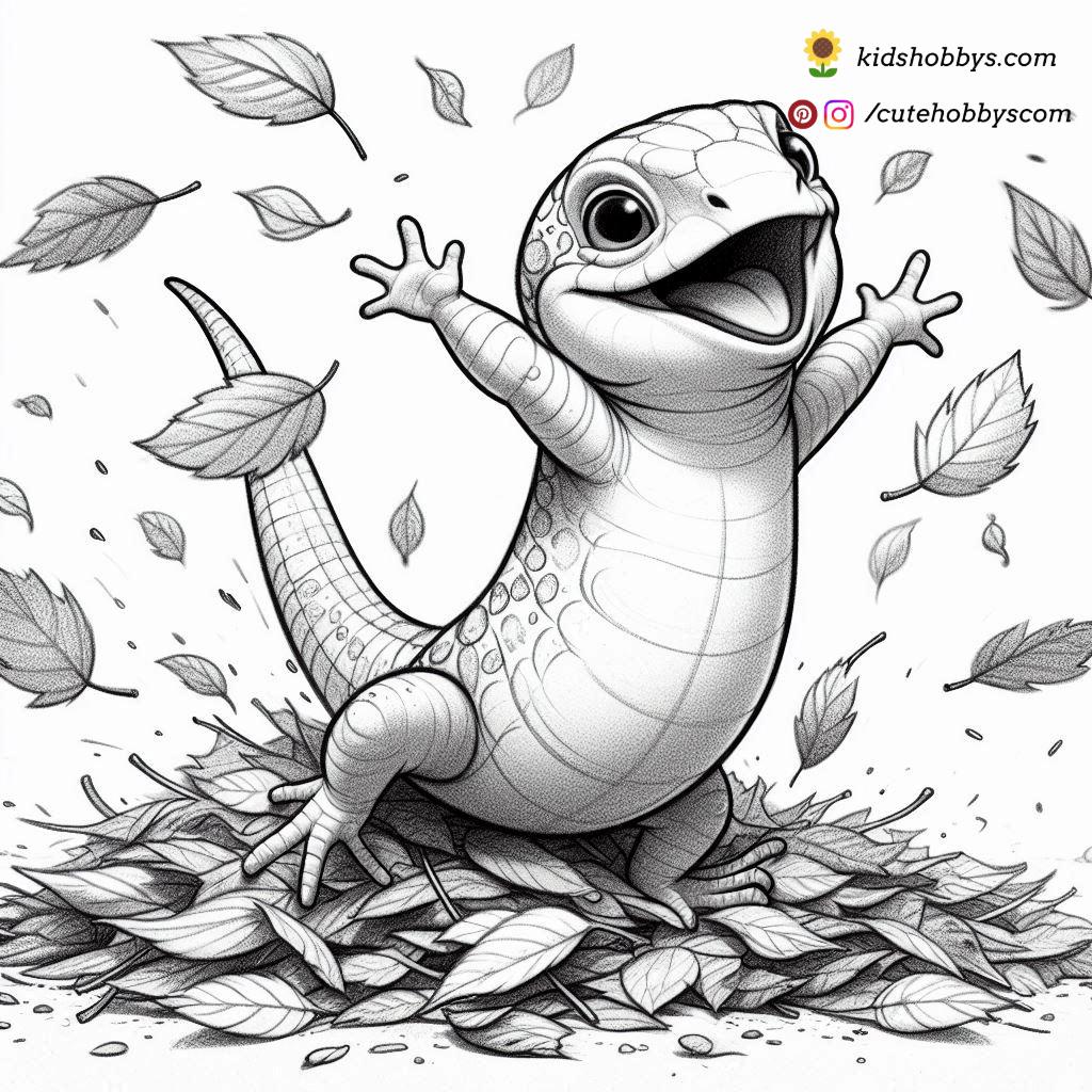 Lizard Playing in Autumn Leaves🍁