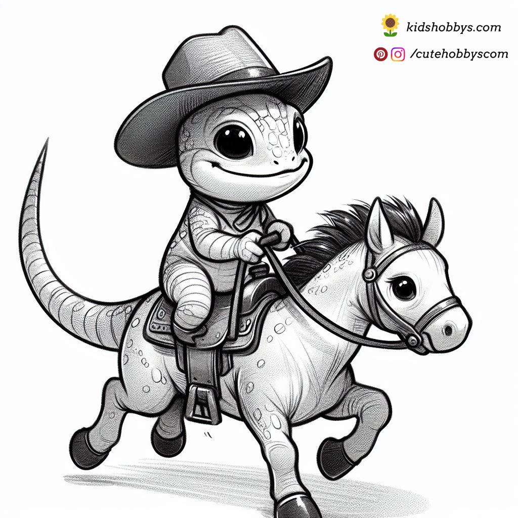 Lizard Riding a Tiny Horse 🏇