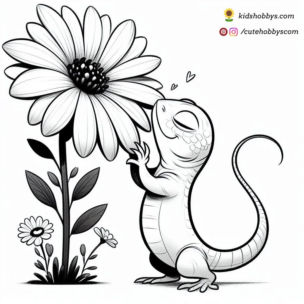 Lizard Smelling a Flower 🌼