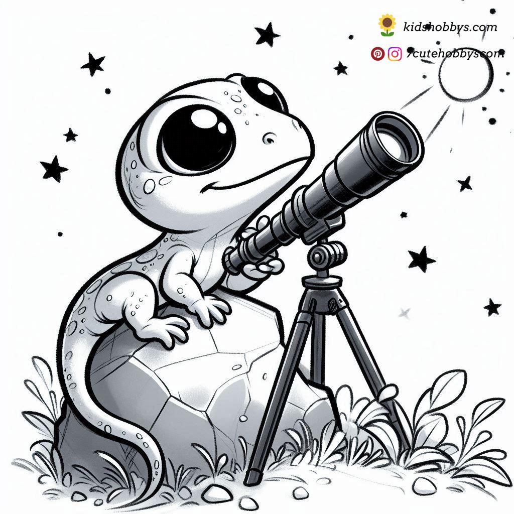 Lizard Stargazing with a Telescope 🌌