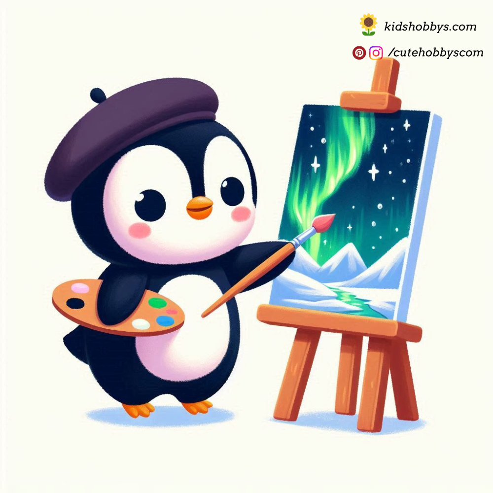 Penguin Artist Painting the Aurora Borealis 🎨🌌