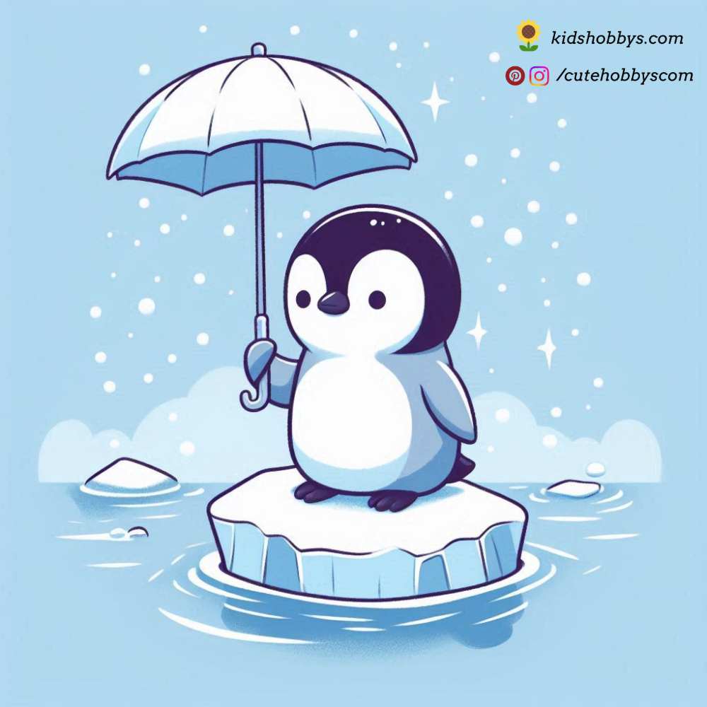 Penguin Balancing on an Iceberg, Holding an Umbrella ☂️❄️