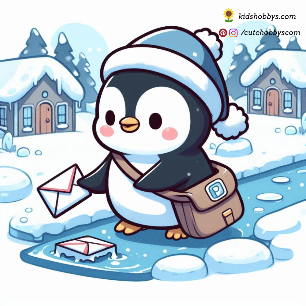 Penguin Delivering Mail on a Snowy Day 📬❄️