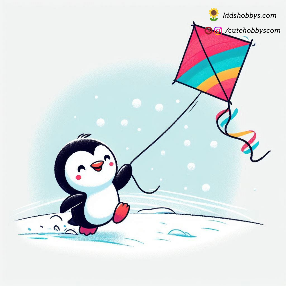 Penguin Flying a Kite in the Breezy Arctic Skies 🪁❄️