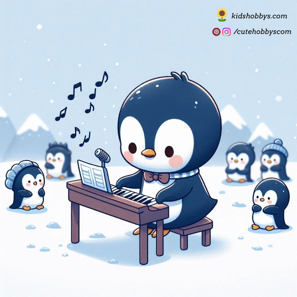 Penguin Playing a Tiny Piano on a Snowy Stage 🎹❄️