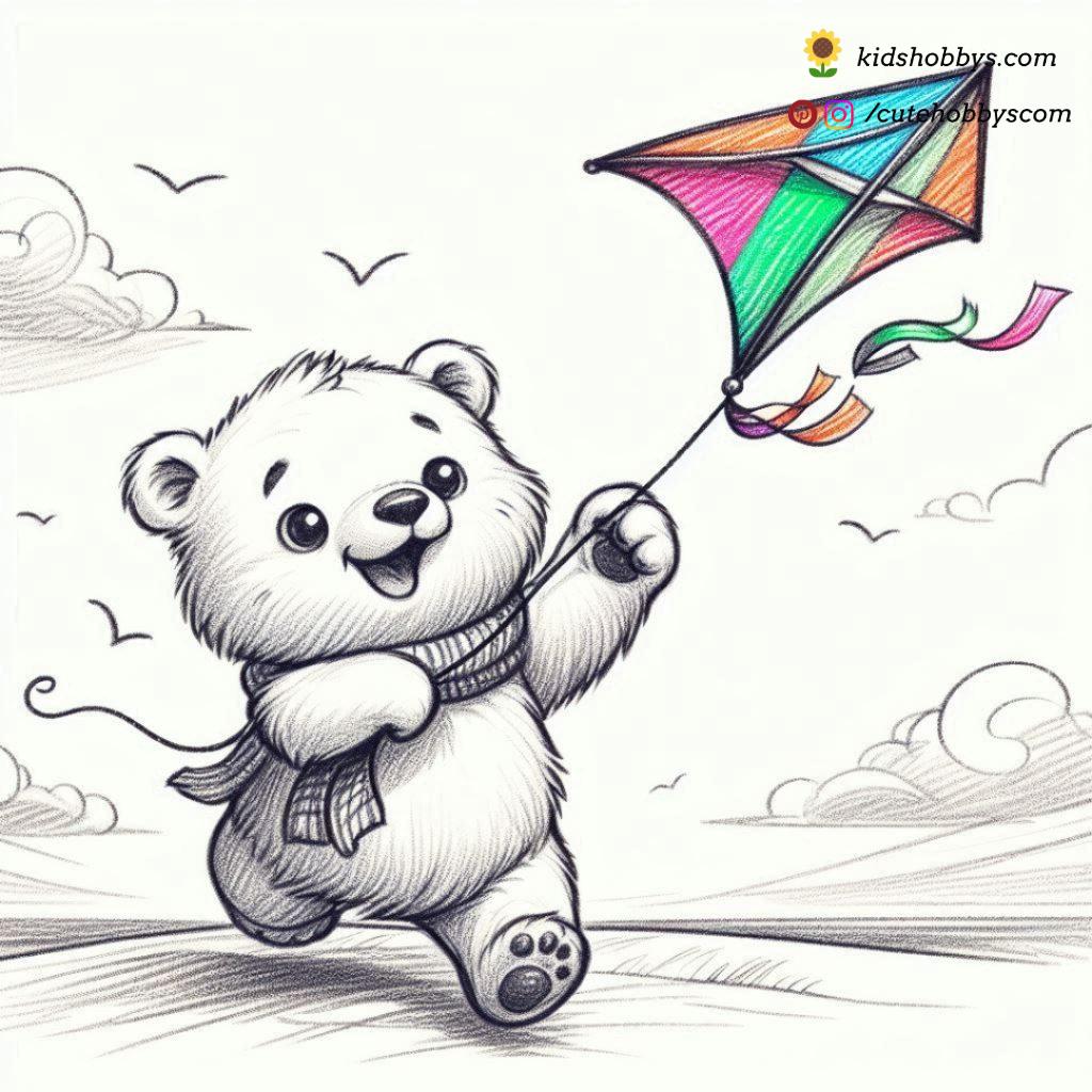 Polar Bear Cub’s Adventure with a Kite on a Windy Day 🪁