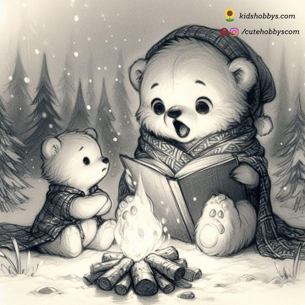 Polar Bear Cub’s Cozy Campfire Storytime in the Snow 🔥