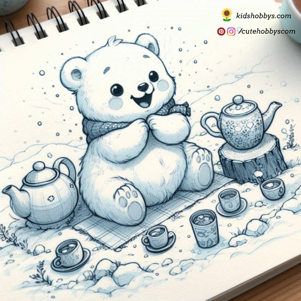 Tea Time Delight with a Baby Polar Bear and Its Tiny Teacup ☕