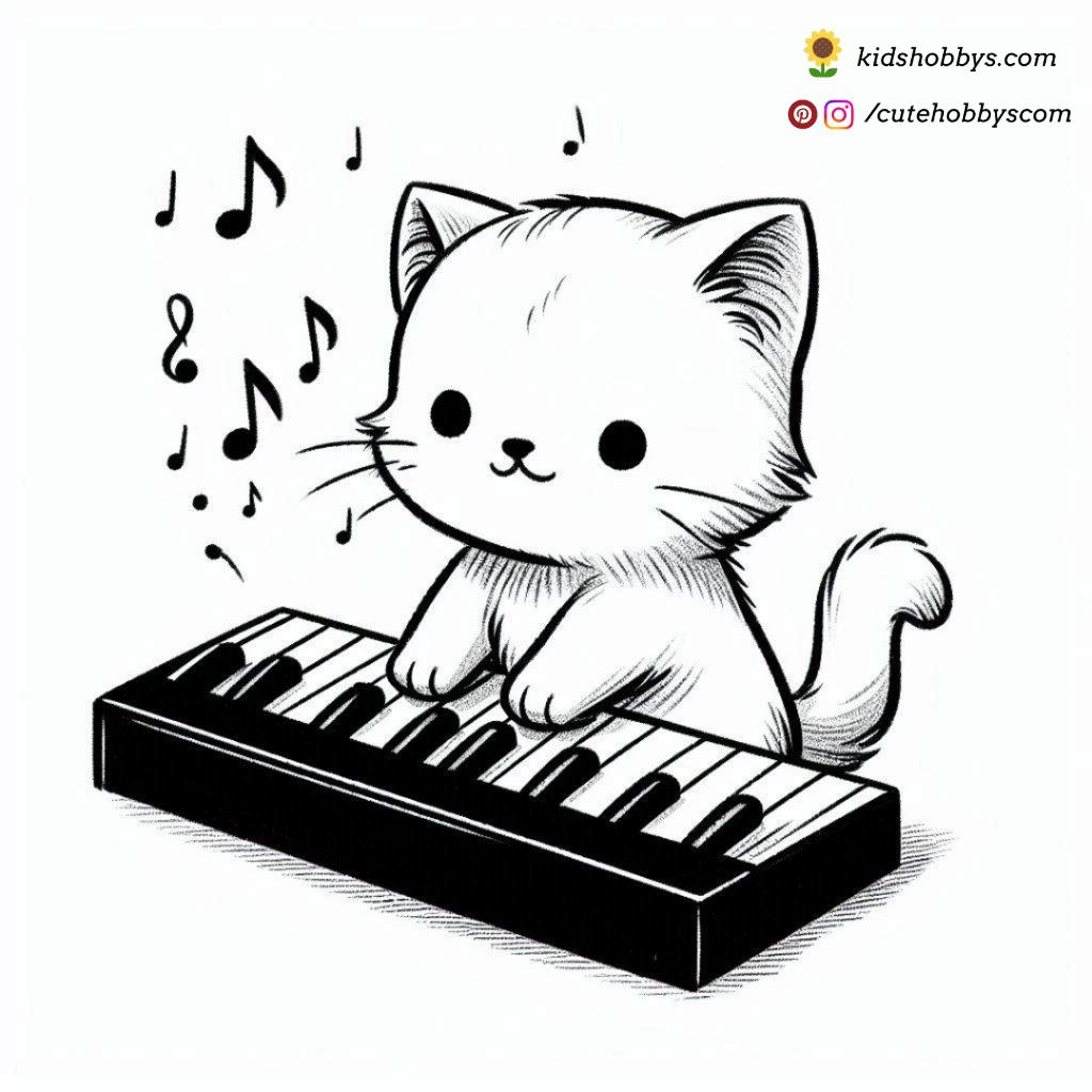 cutie kitten playing keyboard