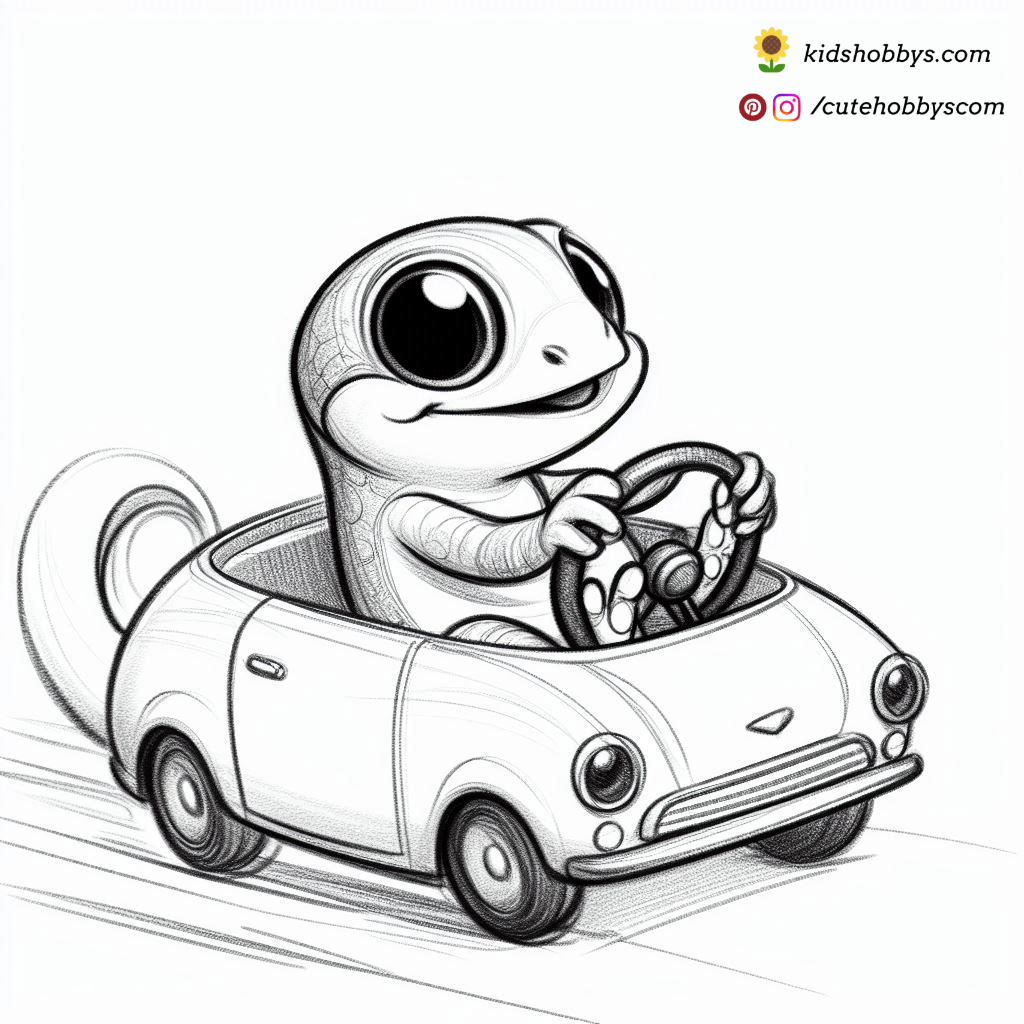 Lizard Driving a Mini Car 🚗