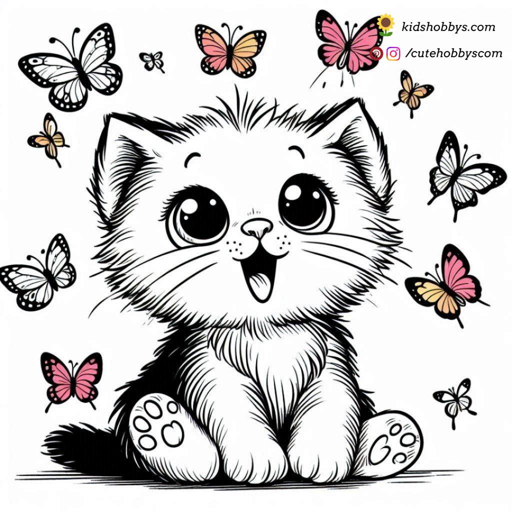 kitten and butterflies