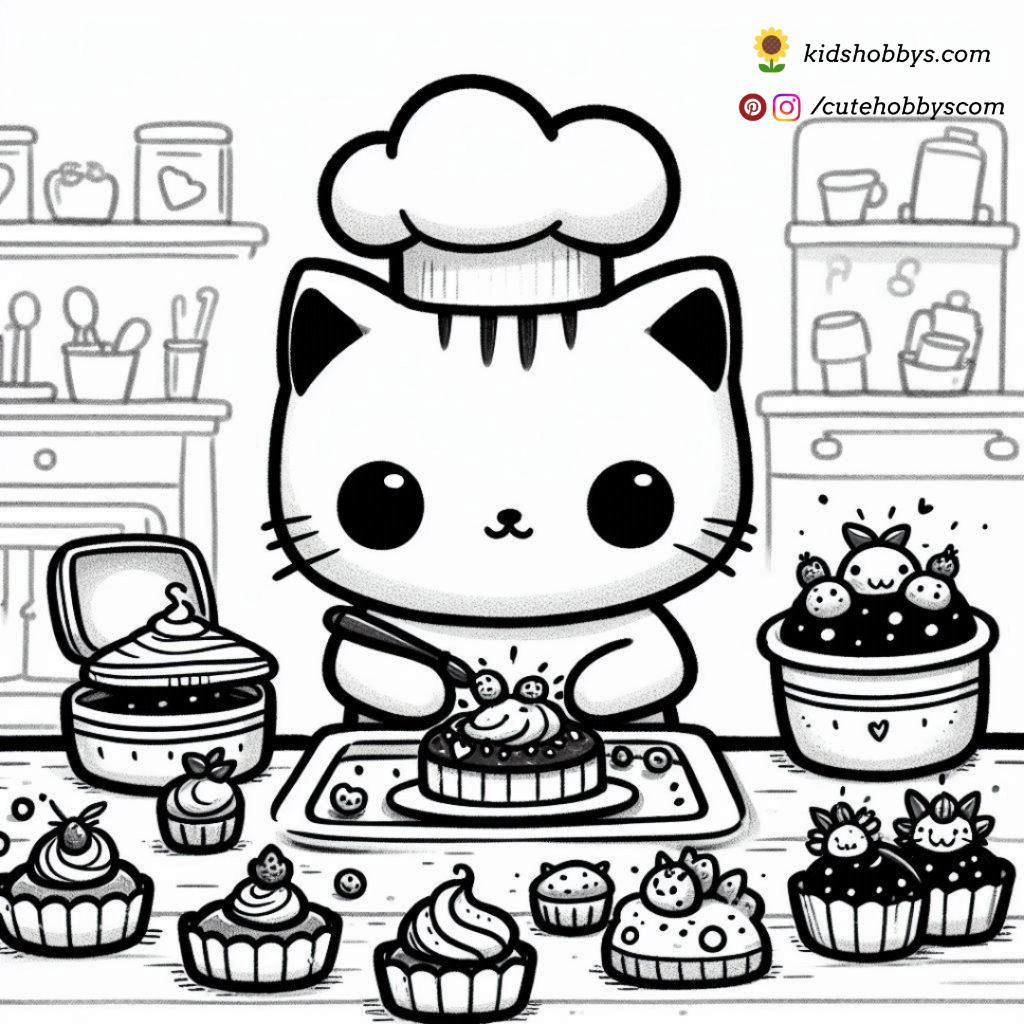 kitten making yummy cake