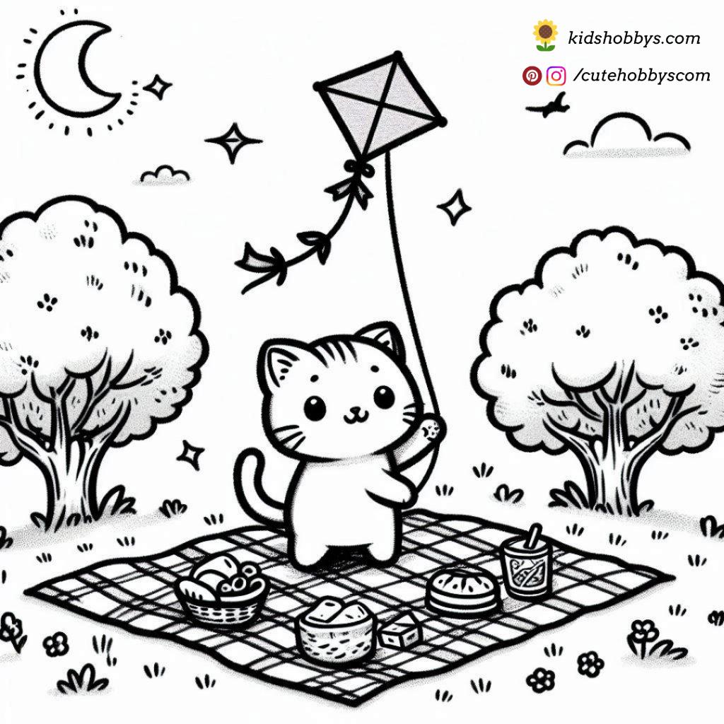 kitty flying a kite