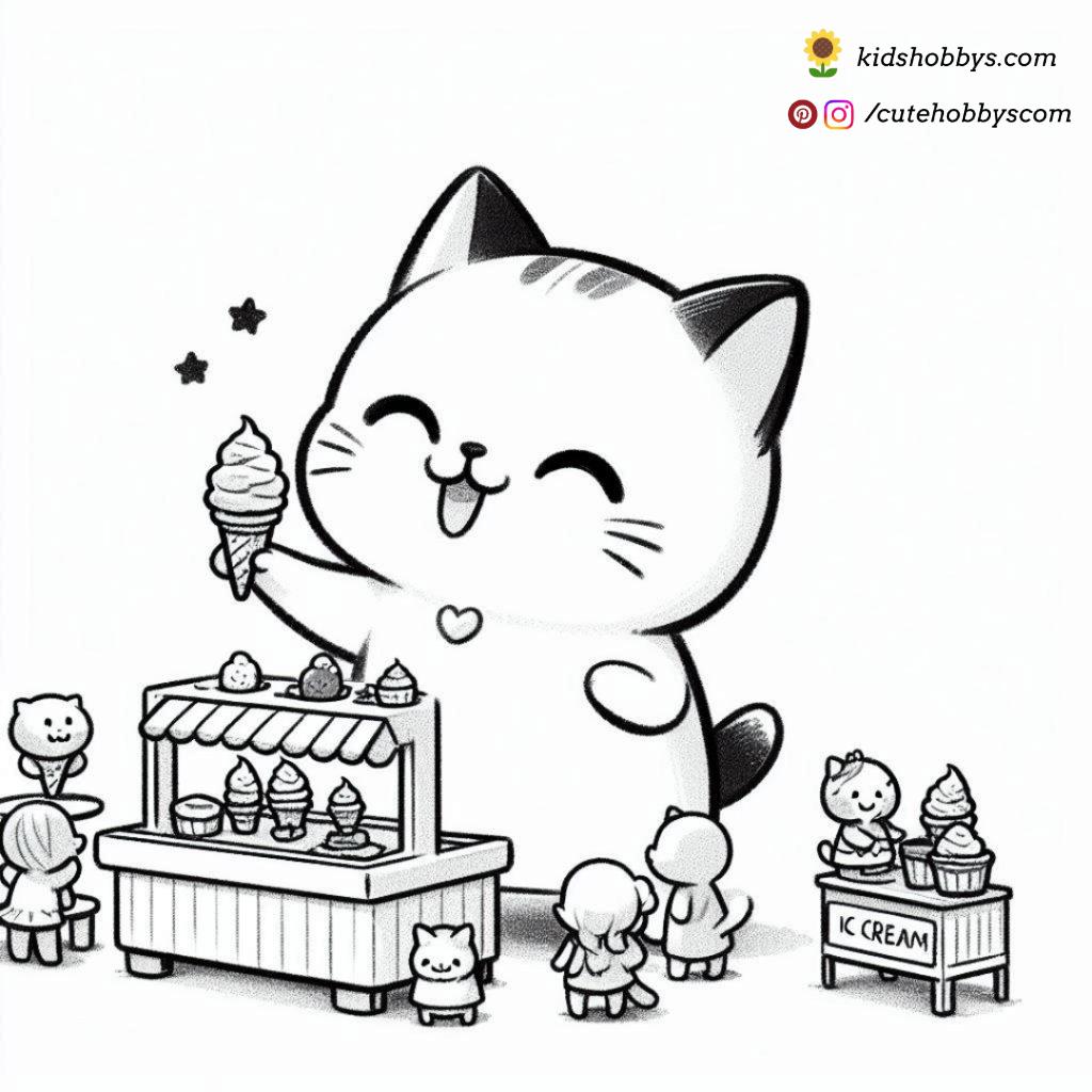 kitty selling ice cream