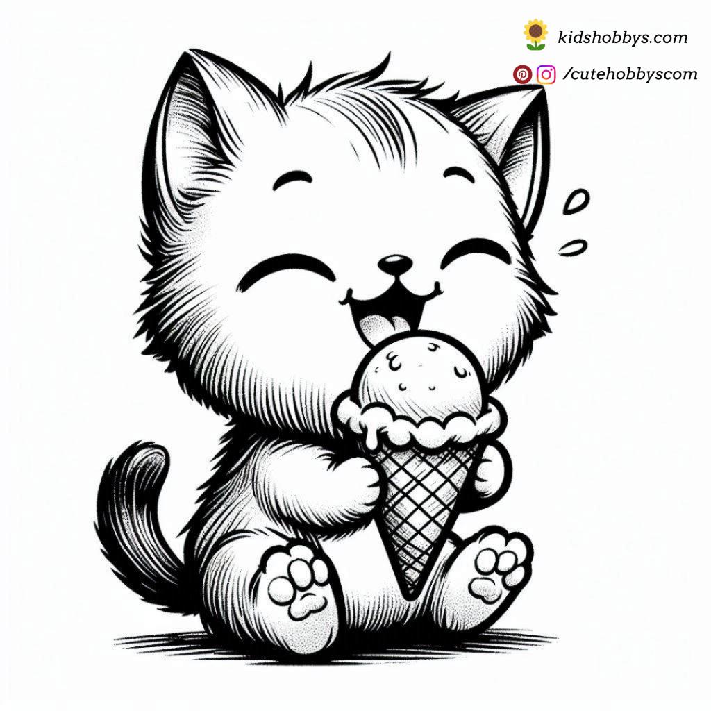 sweetie kitten enjoying ice cream