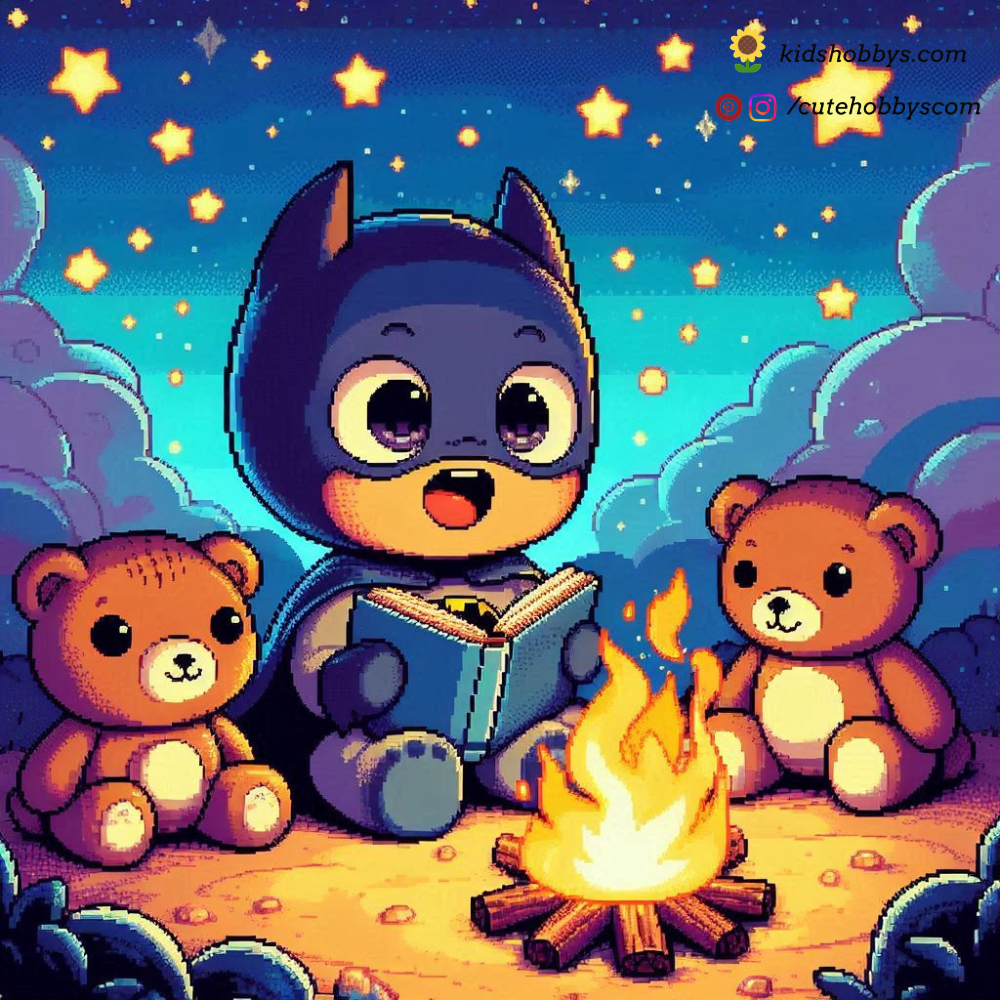 Baby Batman’s Cozy Campfire Storytelling! 🔥🦇🌌