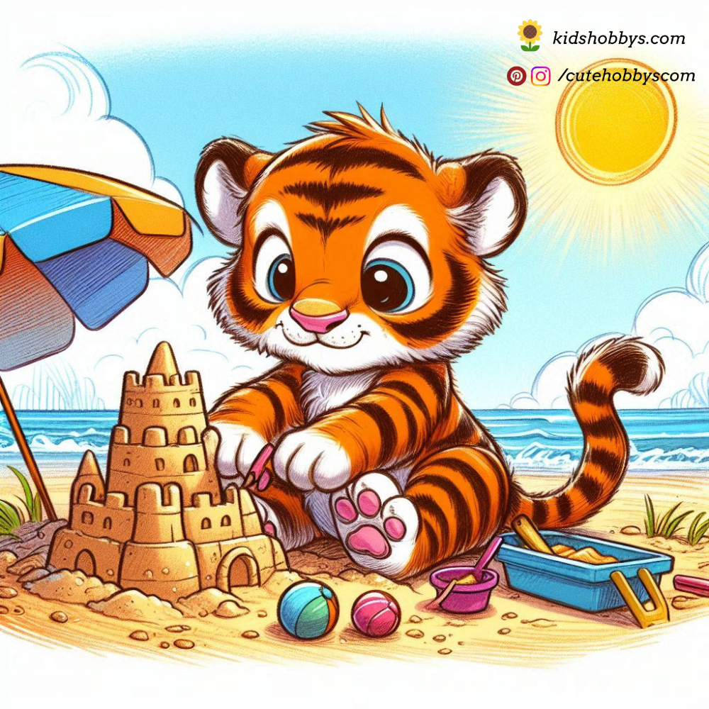 Baby Tiger Building a Sandcastle! 🏖️🐅🏰