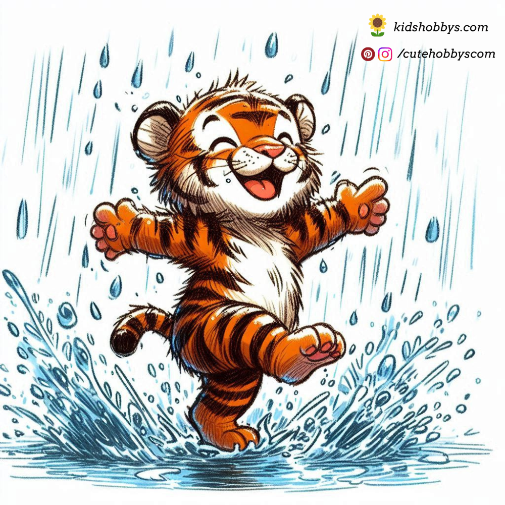 Baby Tiger Dancing in the Rain! 🌧️🐅💃