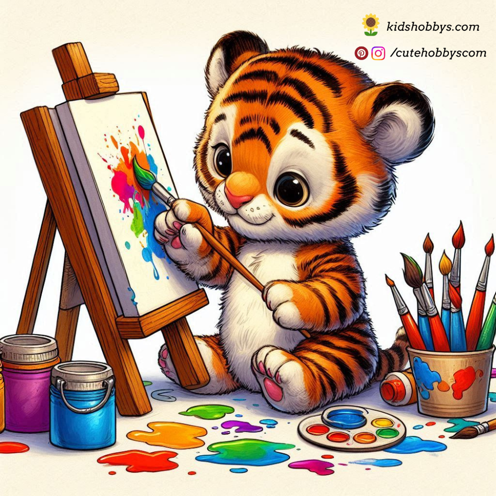 Baby Tiger Painting a Masterpiece! 🎨🐅🖌️